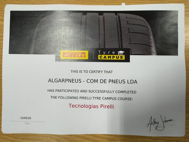 Certificação Pirelli Tyre Campus — Tecnologias Pirelli